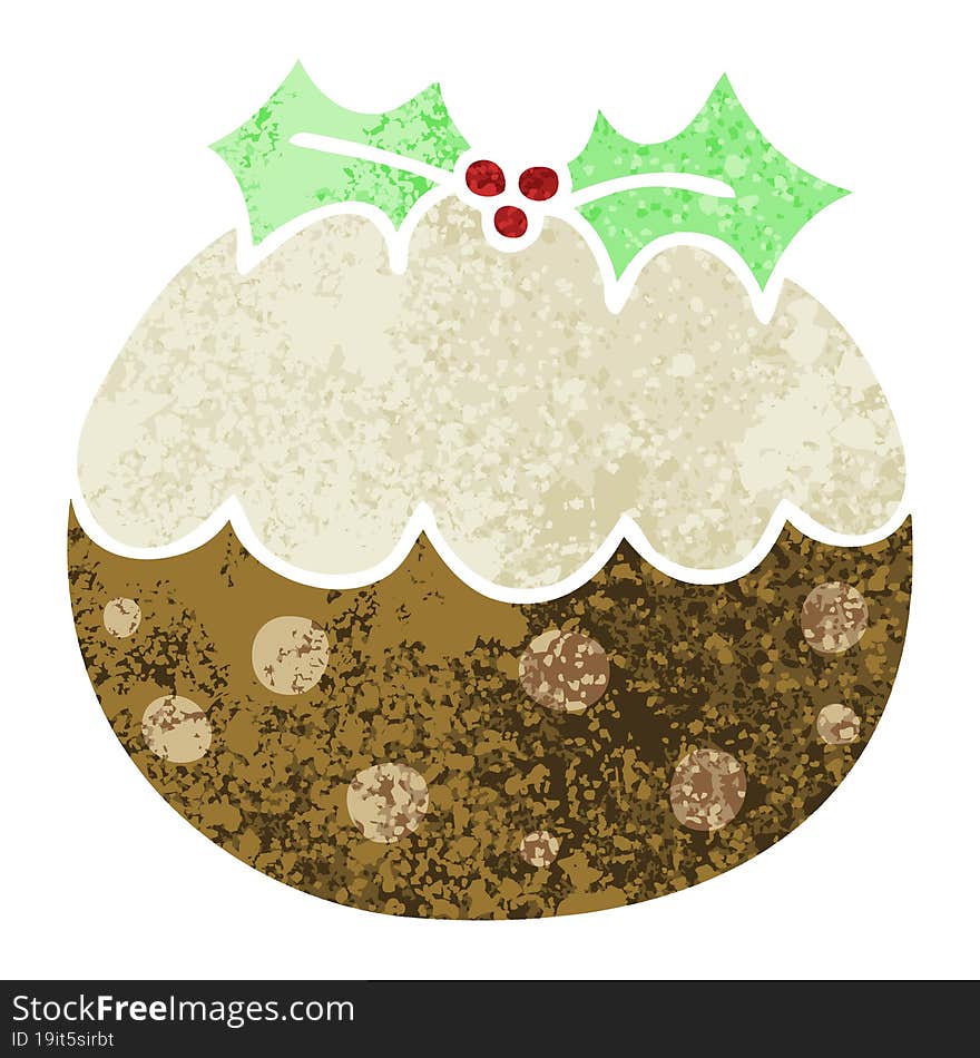 quirky retro illustration style cartoon christmas pudding