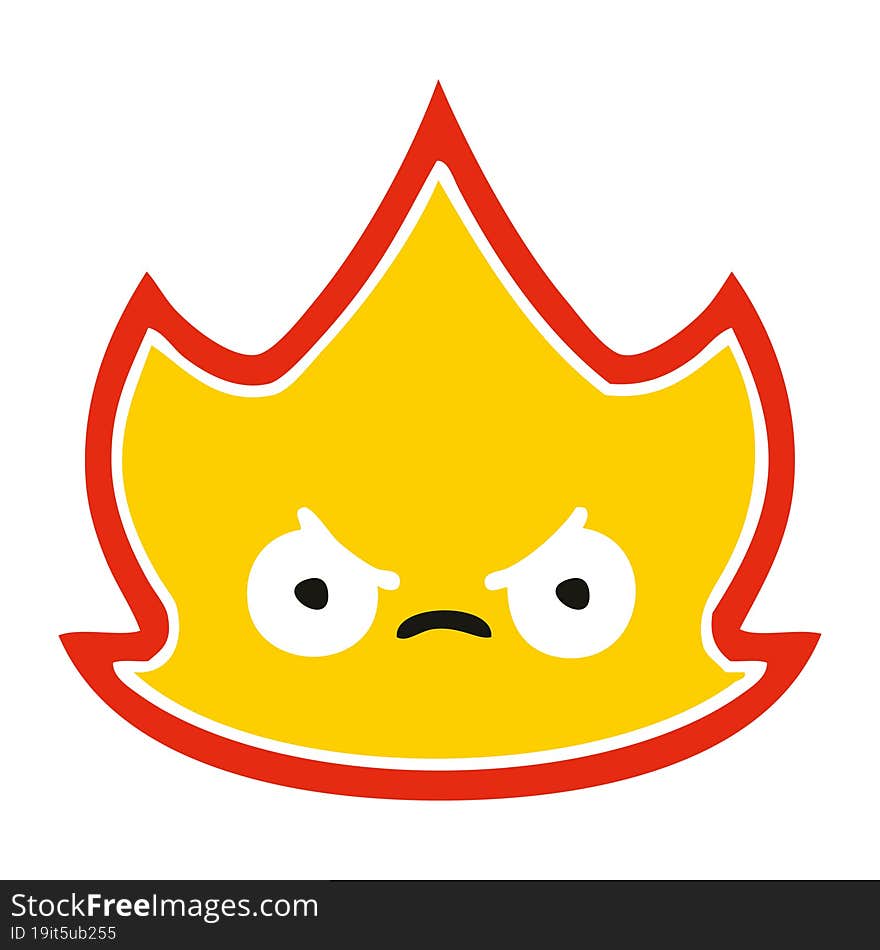 flat color retro cartoon of a fire flame