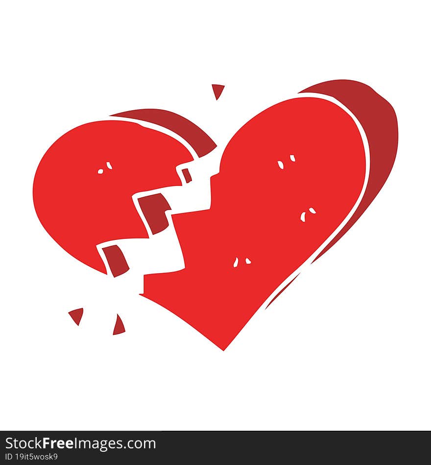 flat color illustration of broken heart. flat color illustration of broken heart