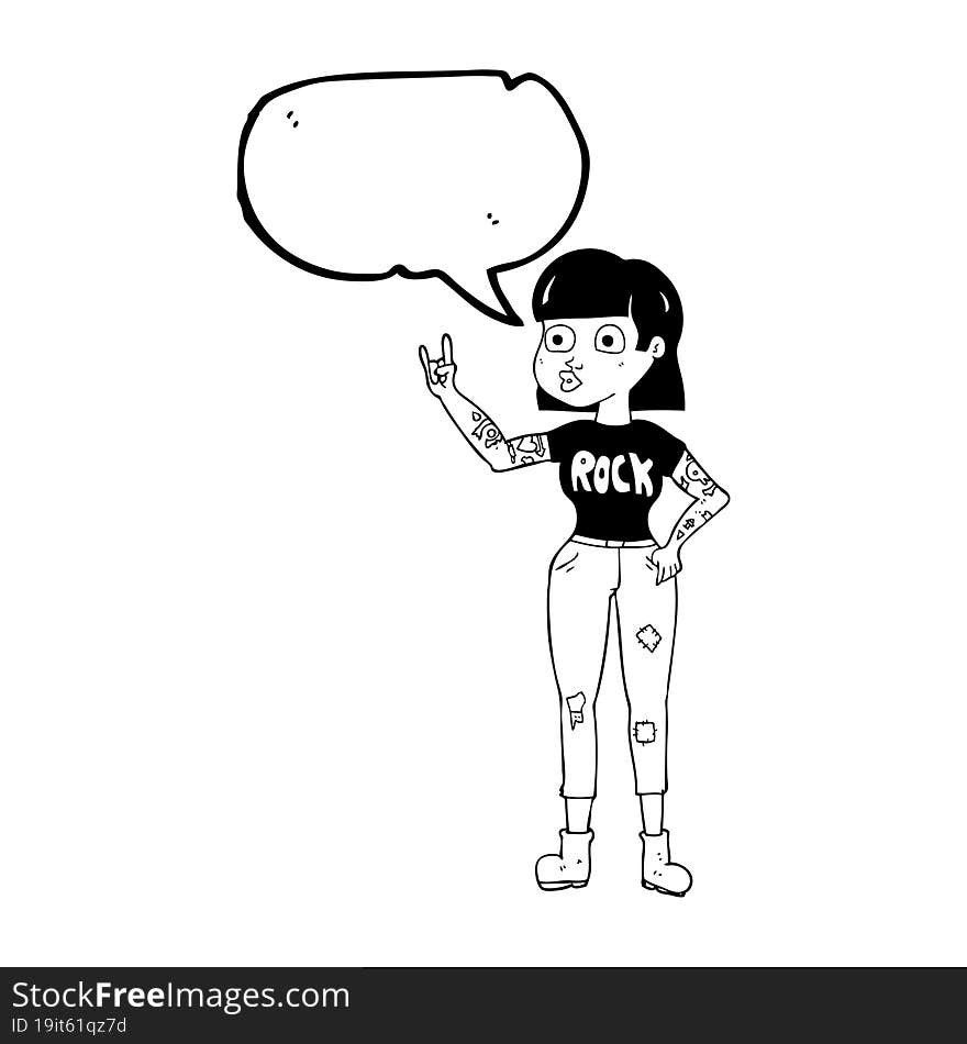 Speech Bubble Cartoon Rock Girl