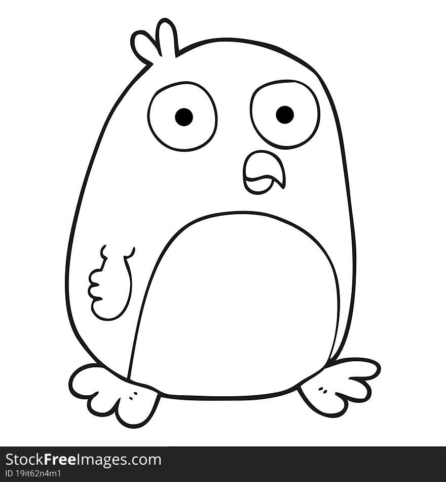 black and white cartoon bird