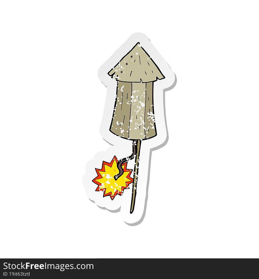 retro distressed sticker of a cartoon old wooden firework