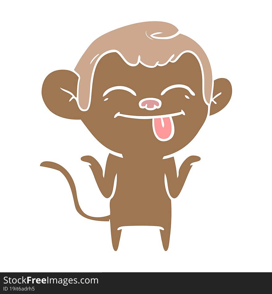 funny flat color style cartoon monkey