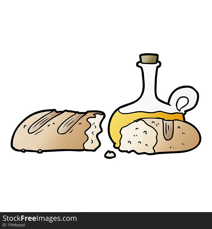 bread and oil cartoon. bread and oil cartoon