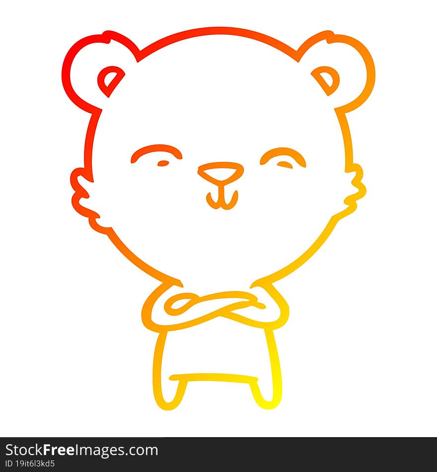 warm gradient line drawing happy cartoon polar bear