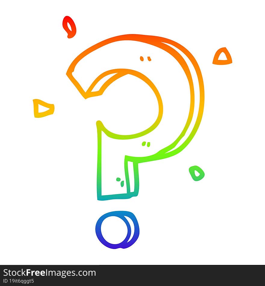 rainbow gradient line drawing cartoon question mark