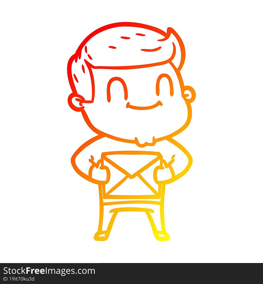 Warm Gradient Line Drawing Cartoon Friendly Man