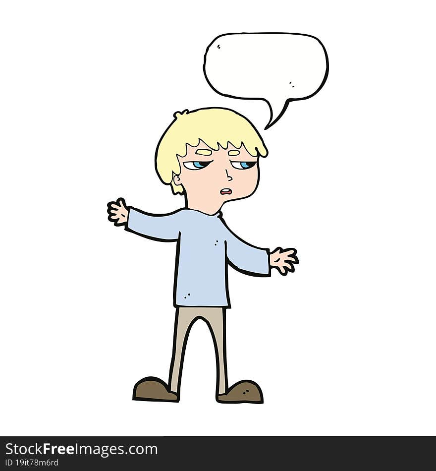 Cartoon Annoyed Boy With Speech Bubble