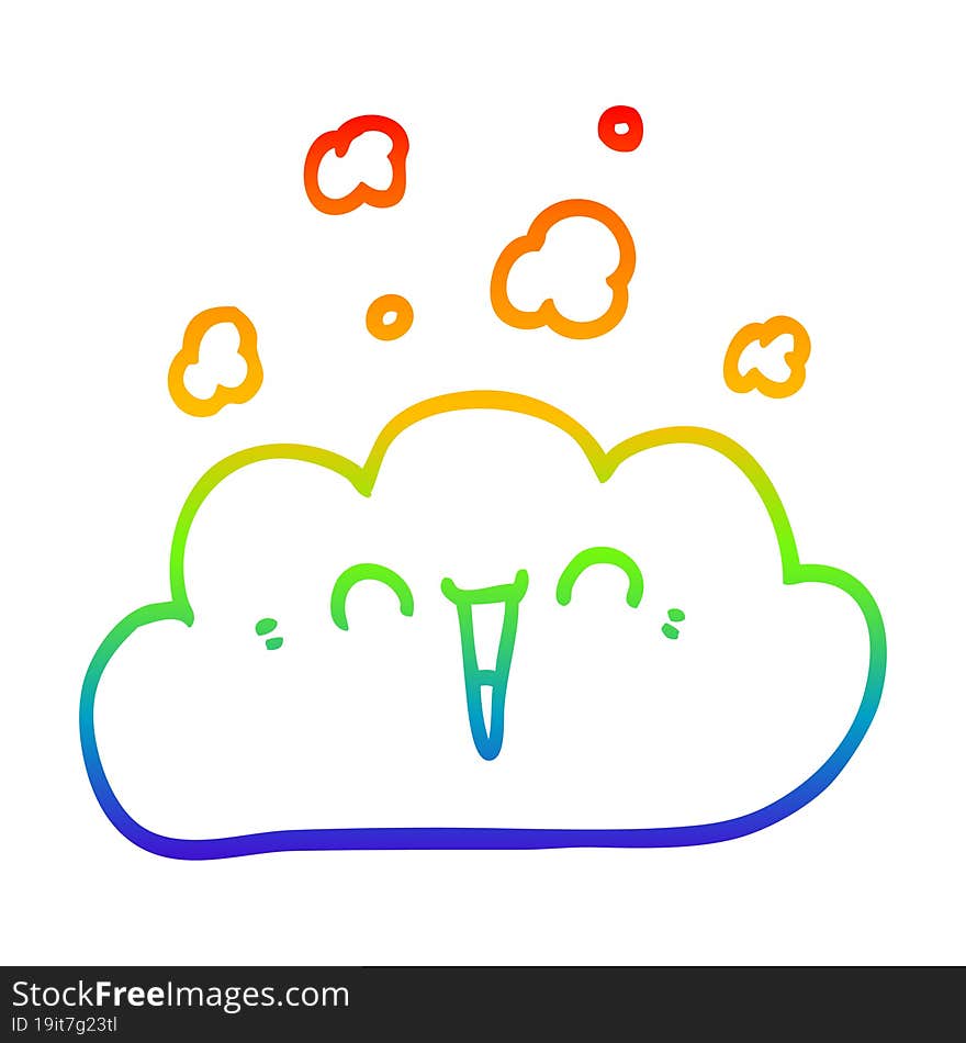 rainbow gradient line drawing cartoon happy cloud