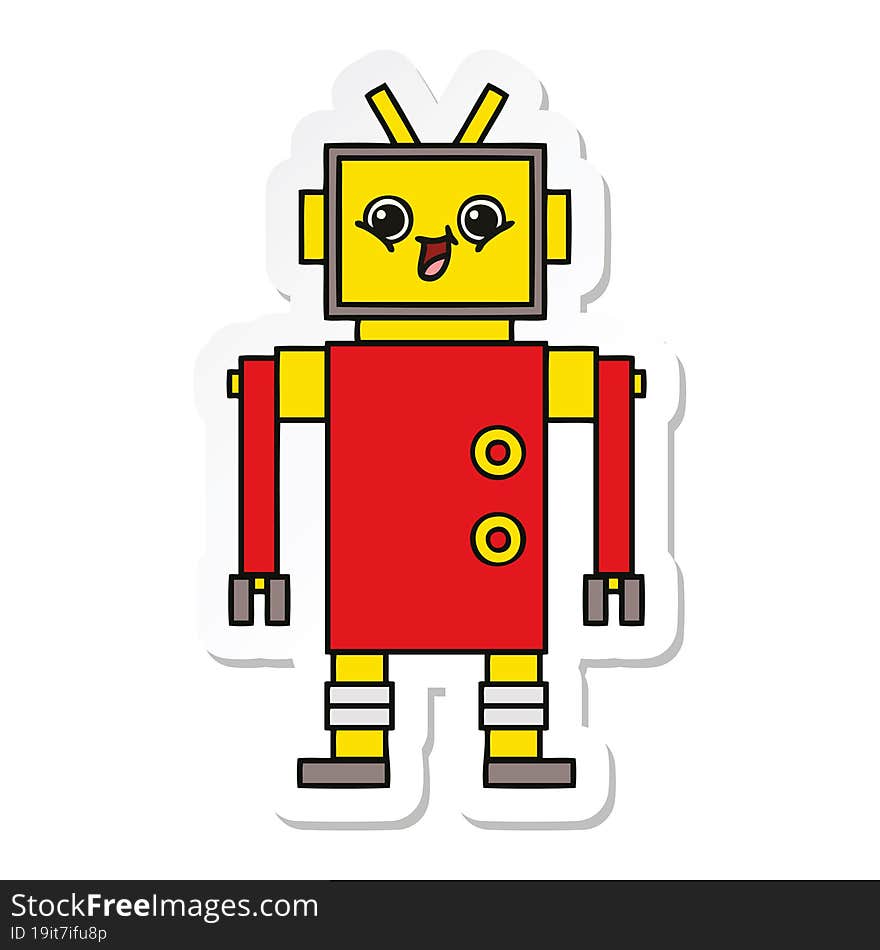 sticker of a cute cartoon robot