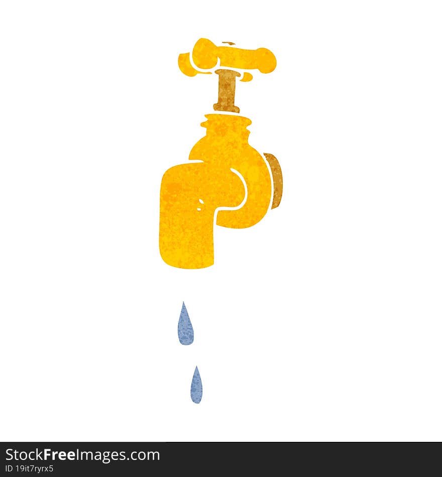 freehand retro cartoon dripping faucet