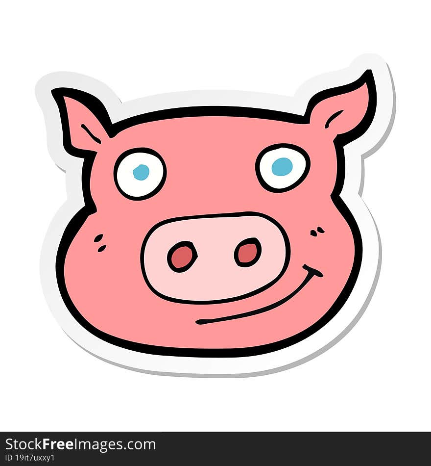 Sticker Of A Cartoon Pig Face