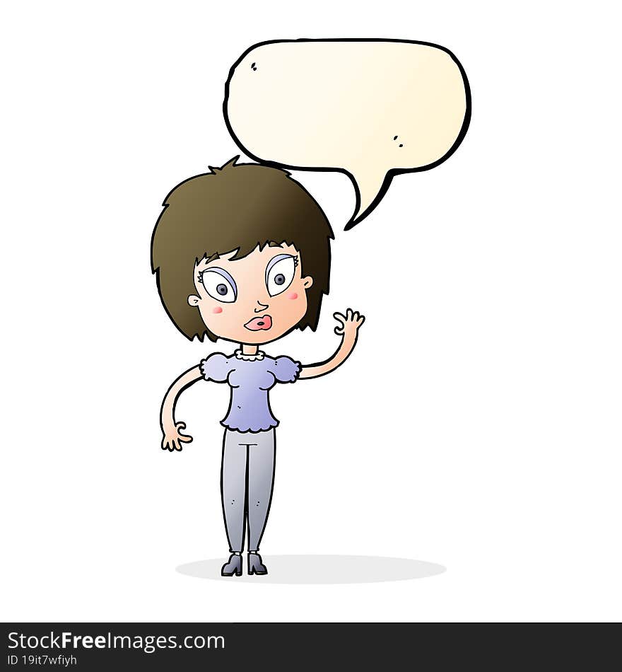 cartoon pretty girl with speech bubble