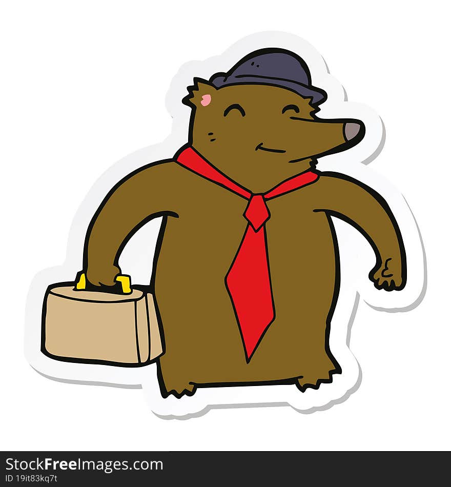 sticker of a cartoon business bear