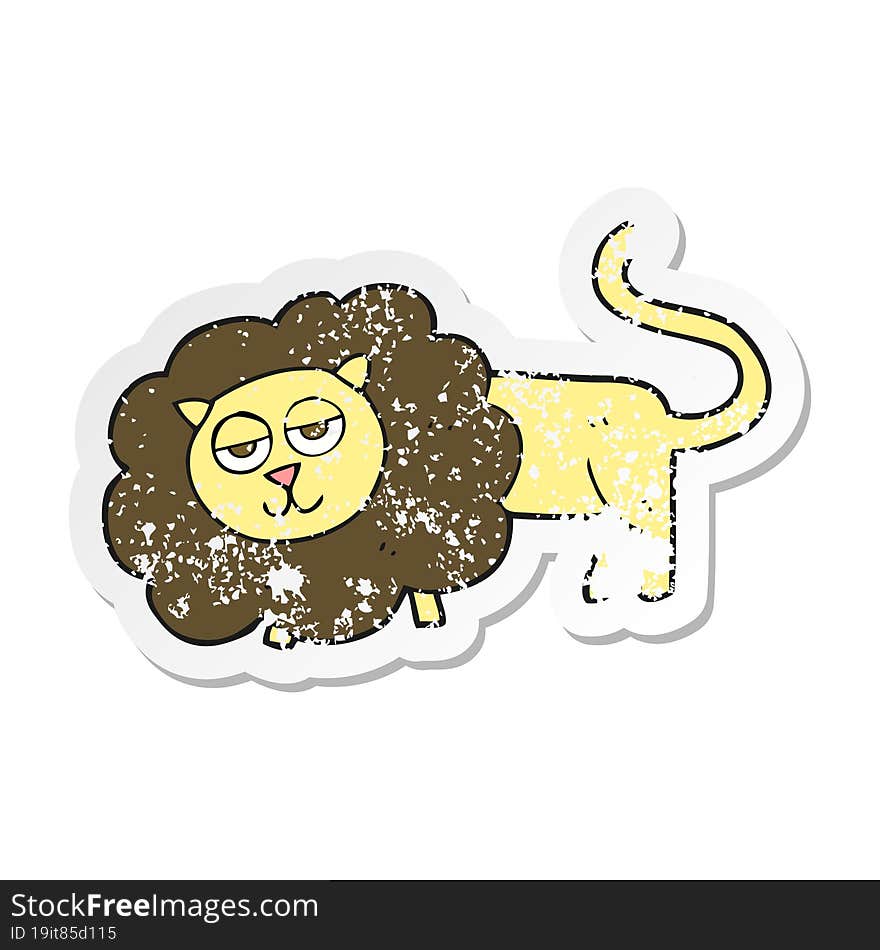 retro distressed sticker of a cartoon lion