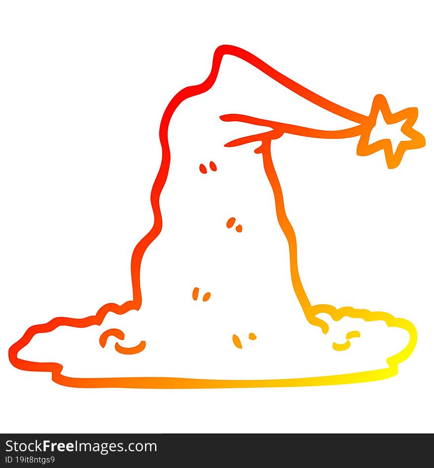 Warm Gradient Line Drawing Cartoon Wizard Hat