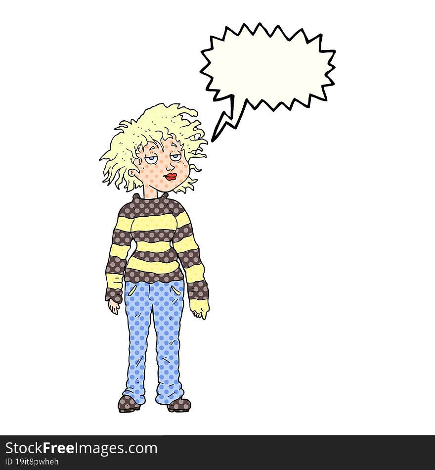 Comic Book Speech Bubble Cartoon Chilled Out Girl