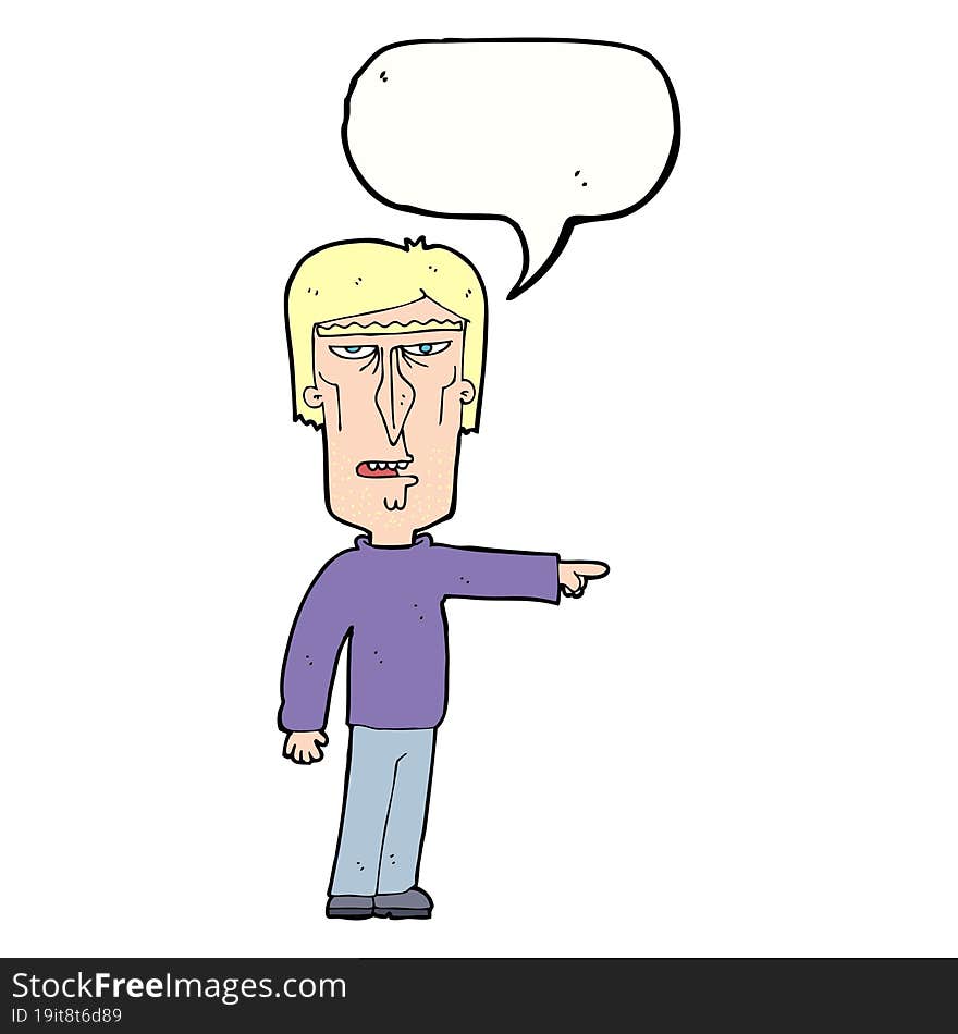 cartoon pointing man with speech bubble