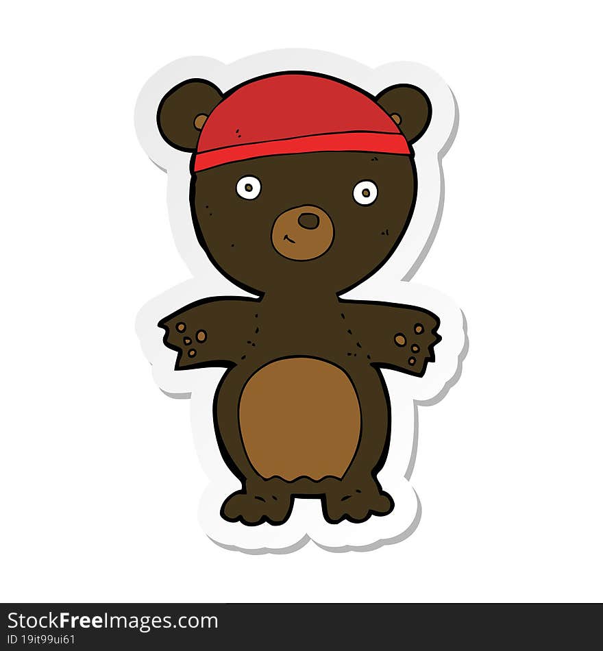 Sticker Of A Cartoon Cute Black Bear