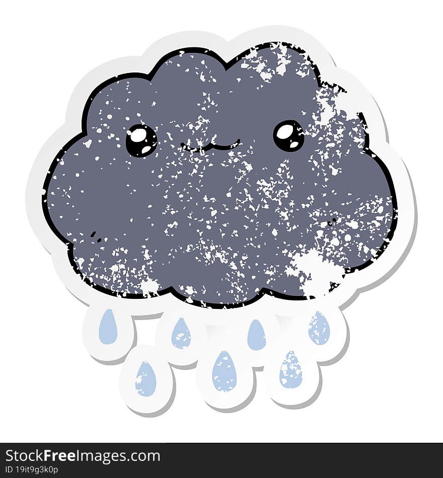 Distressed Sticker Of A Cartoon Cloud