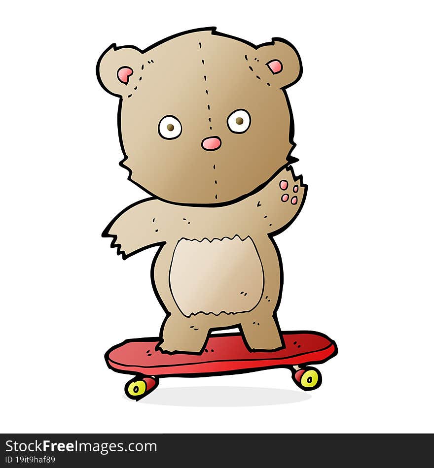 cartoon teddy bear on skateboard