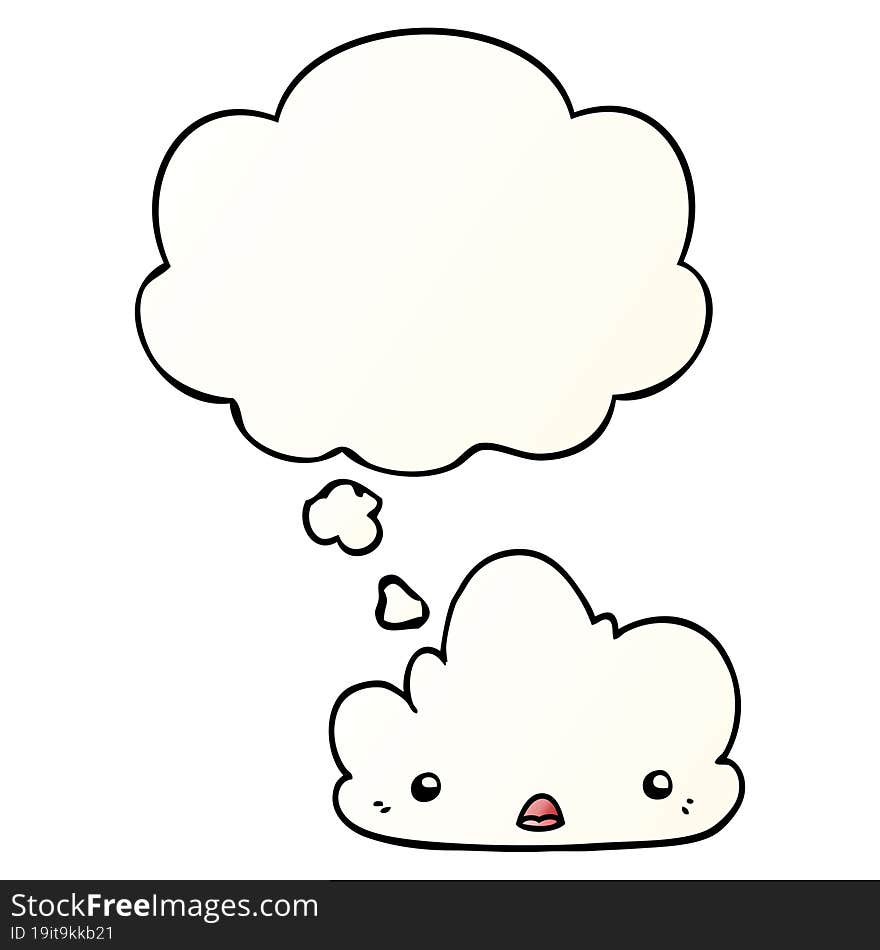 cute cartoon cloud and thought bubble in smooth gradient style