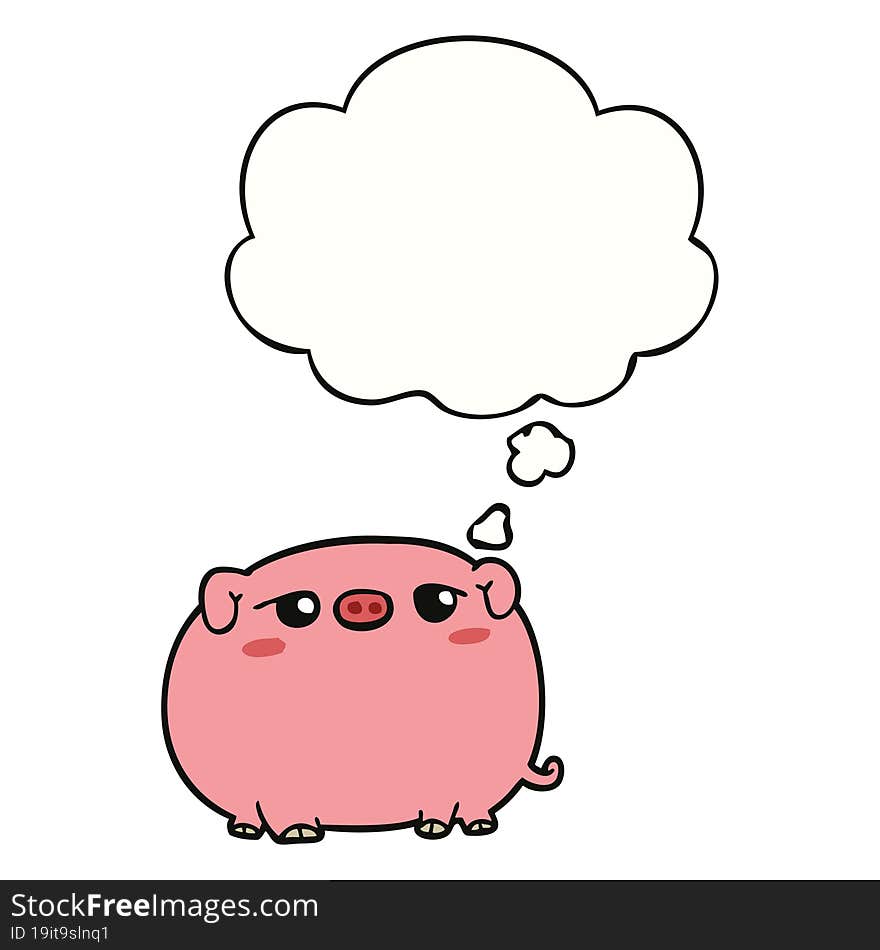 cute cartoon pig and thought bubble