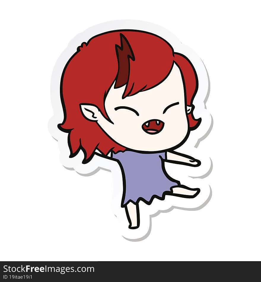 Sticker Of A Cartoon Laughing Vampire Girl