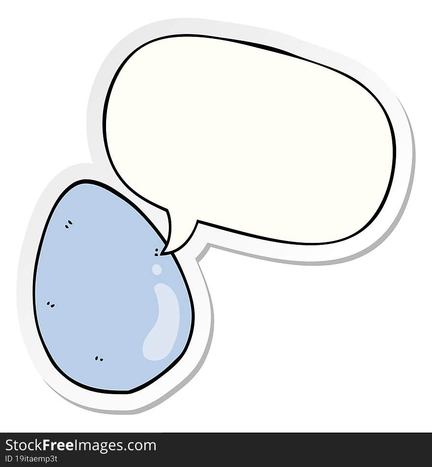 cartoon egg with speech bubble sticker. cartoon egg with speech bubble sticker