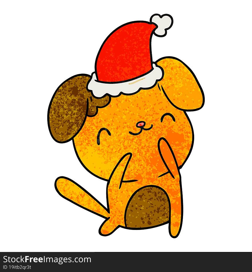 christmas textured cartoon of kawaii dog