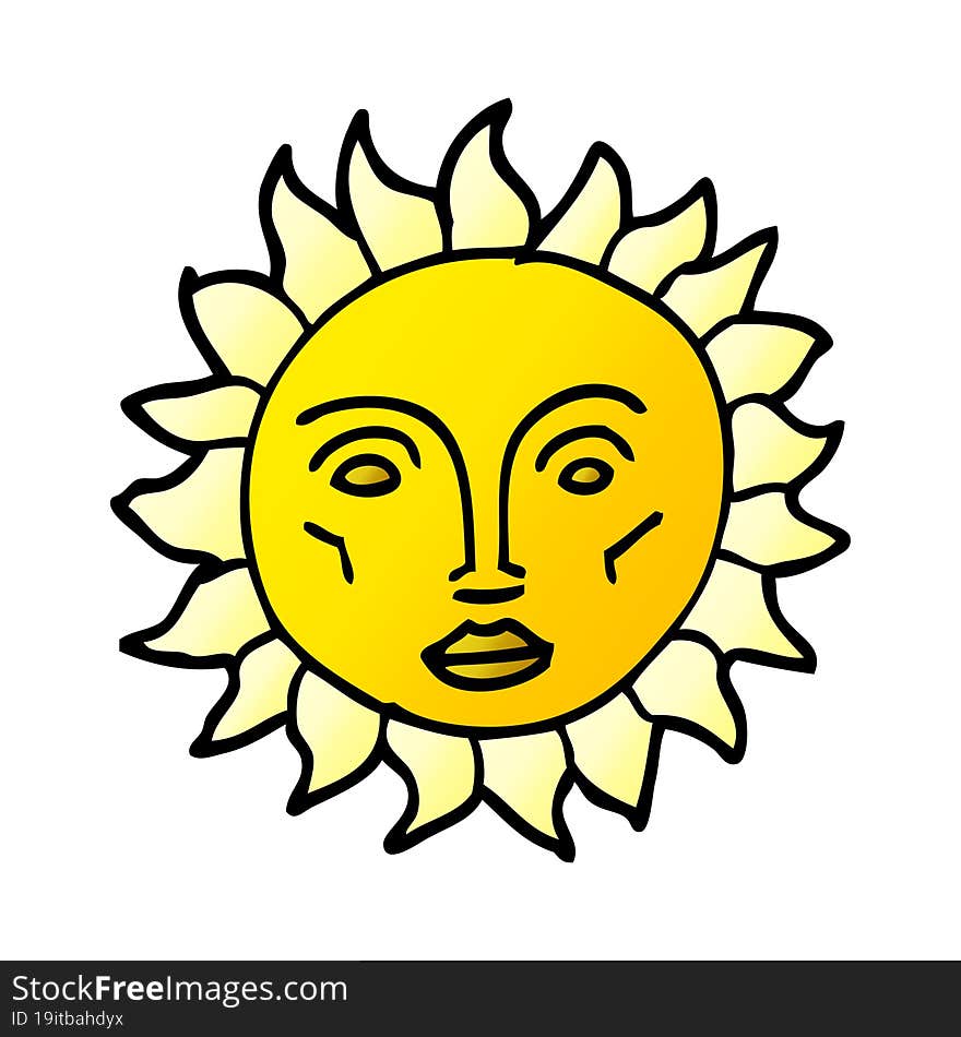 Cartoon Doodle Traditional Sun Face