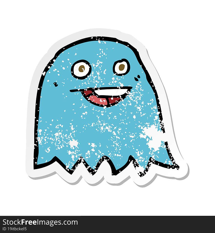 retro distressed sticker of a cartoon ghost