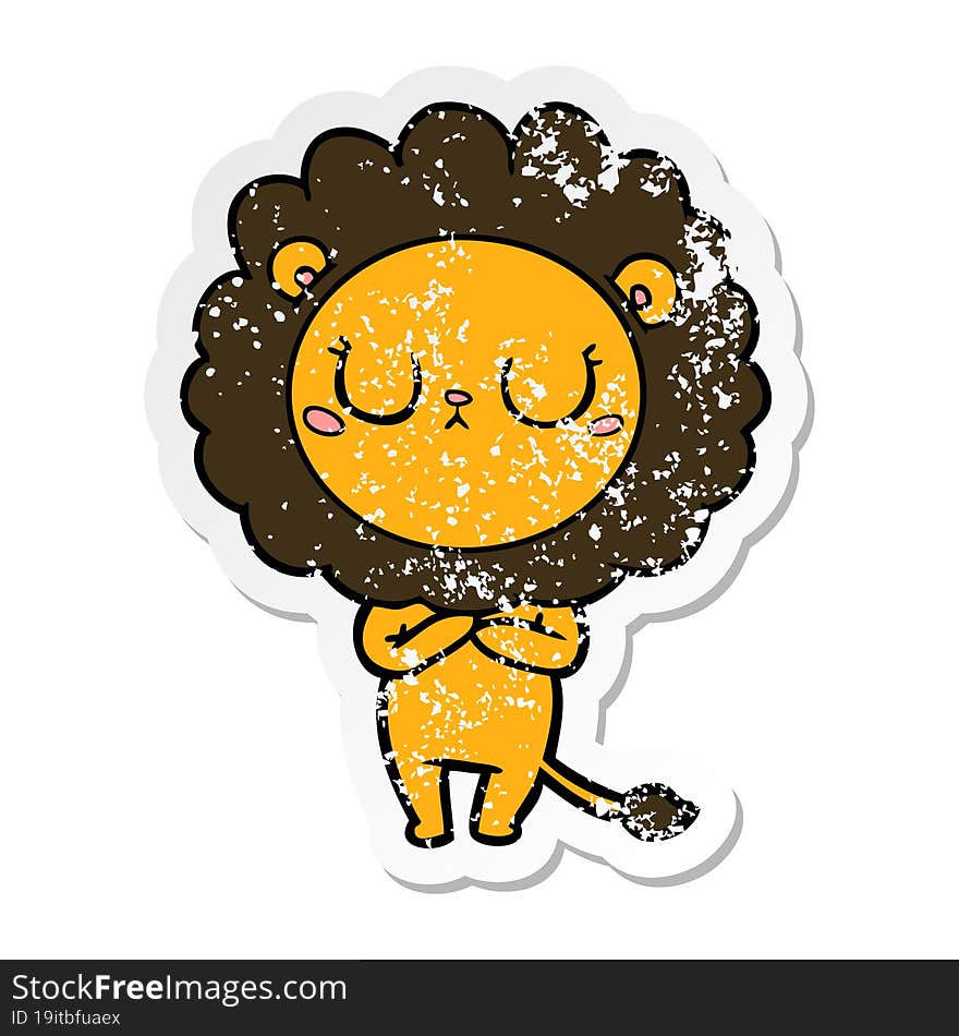 distressed sticker of a cartoon lion