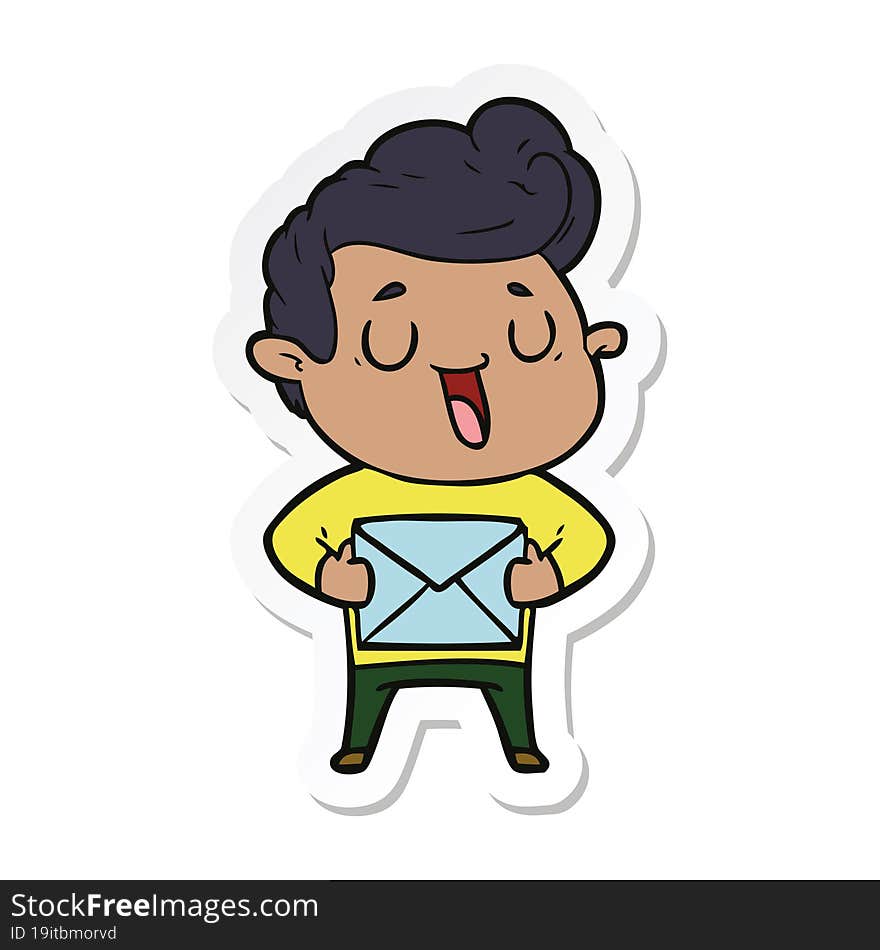 sticker of a happy cartoon man