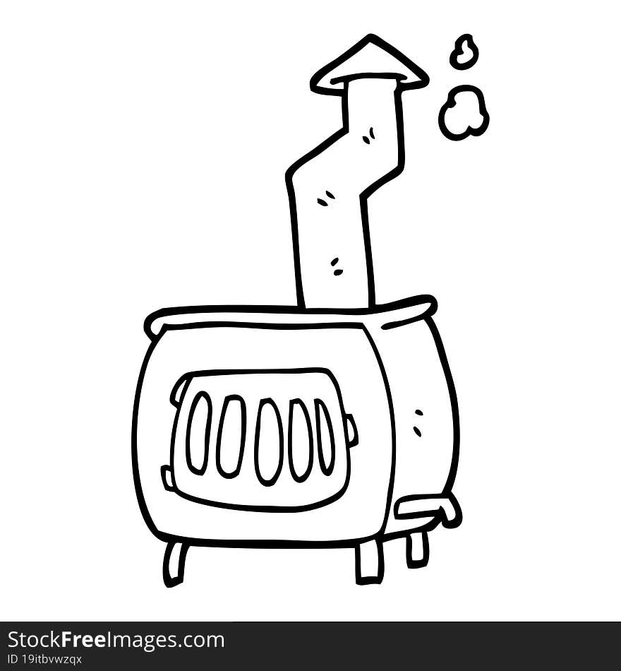 line drawing cartoon old wood burner