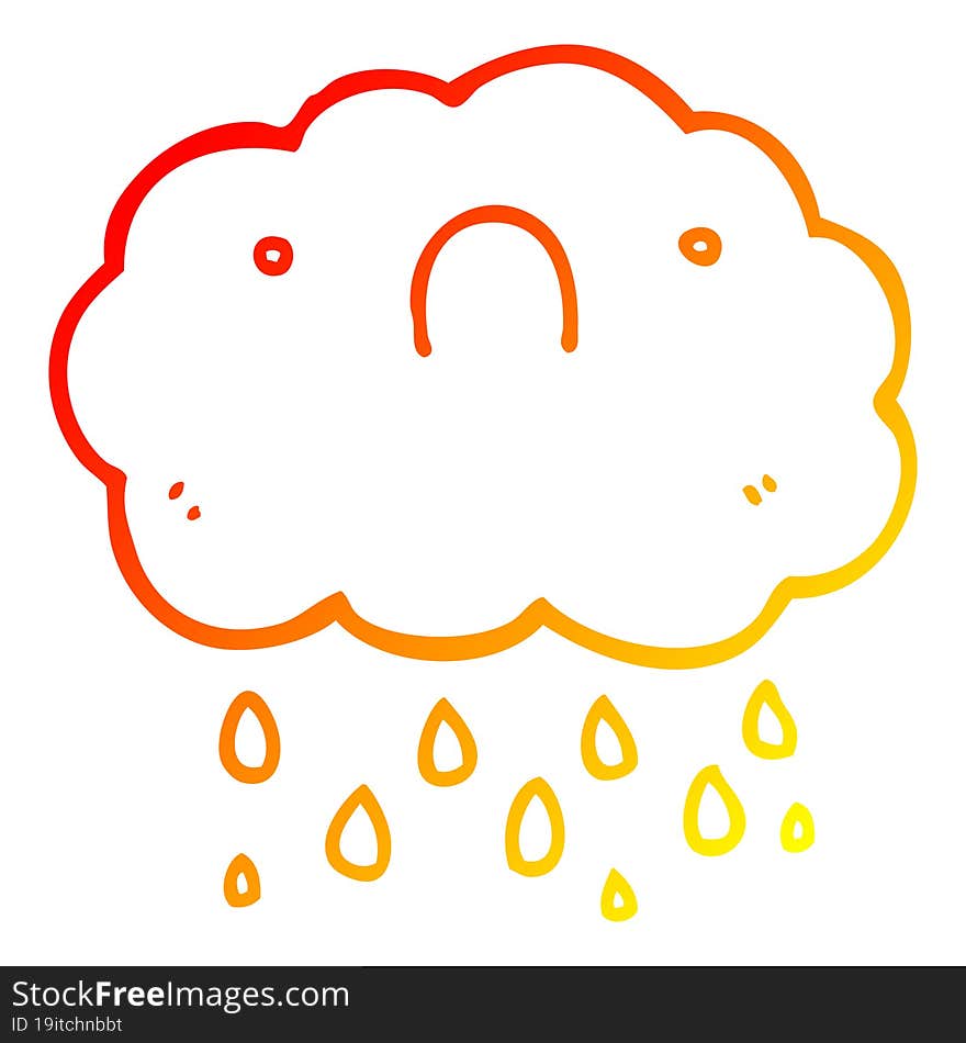 warm gradient line drawing cute cartoon cloud