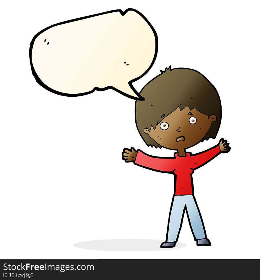 cartoon worried woman with speech bubble