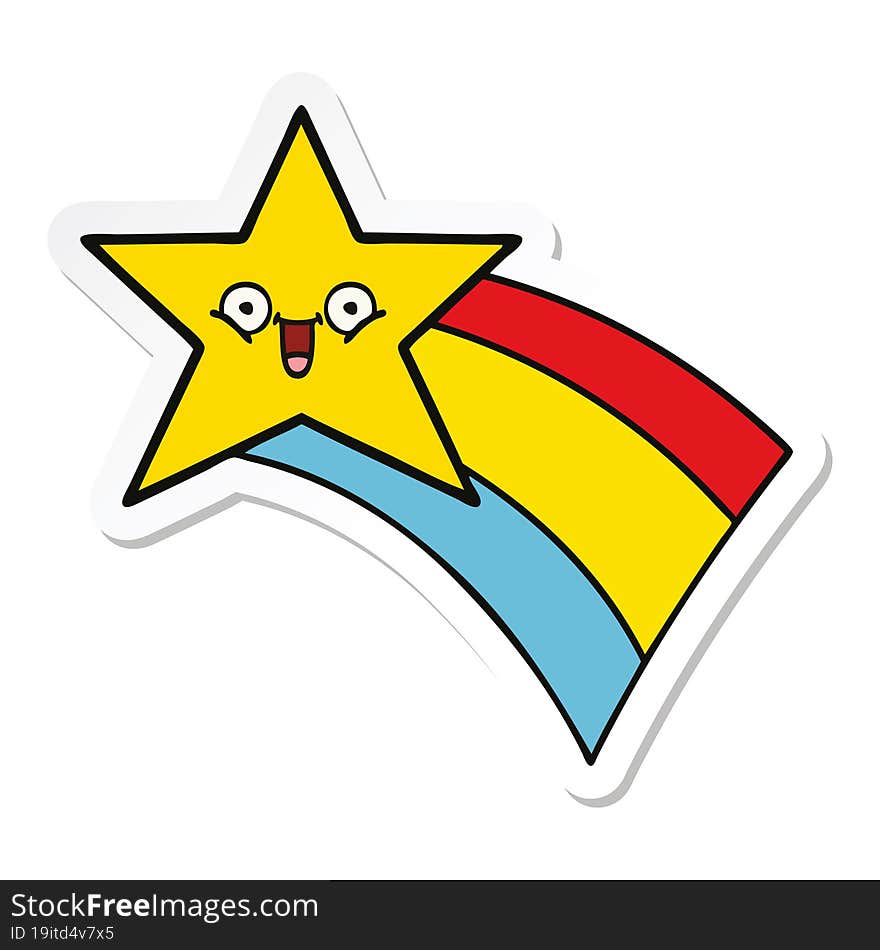 sticker of a cute cartoon shooting rainbow star