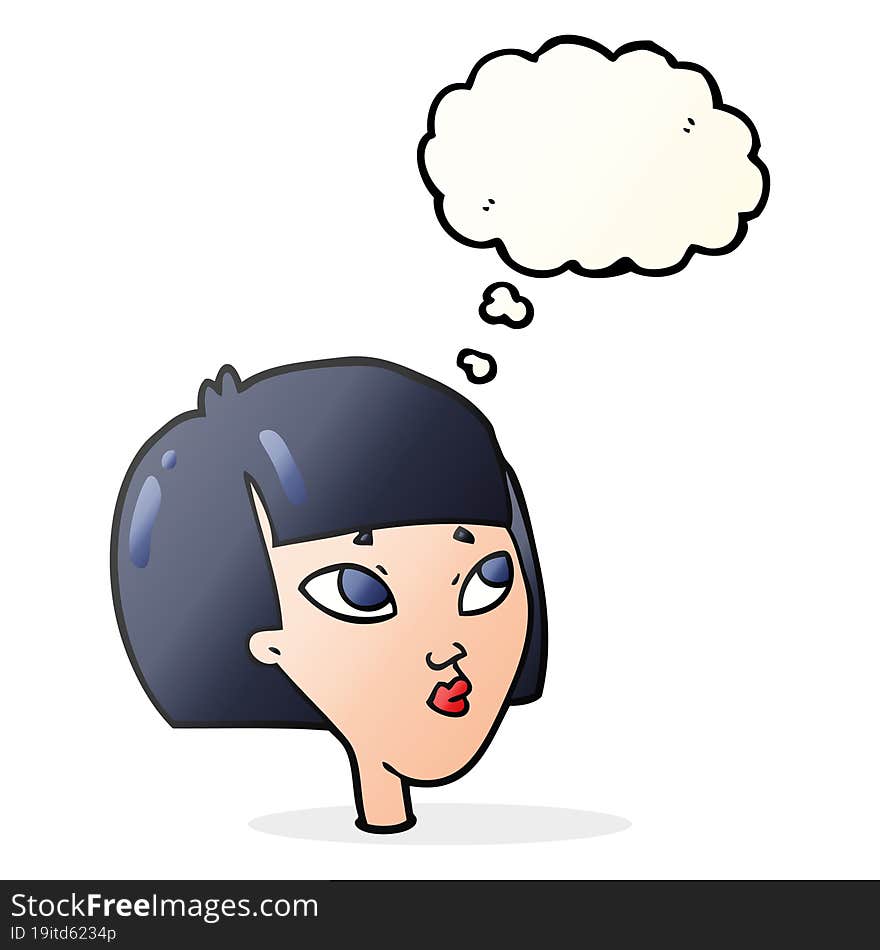 Thought Bubble Cartoon Female Face