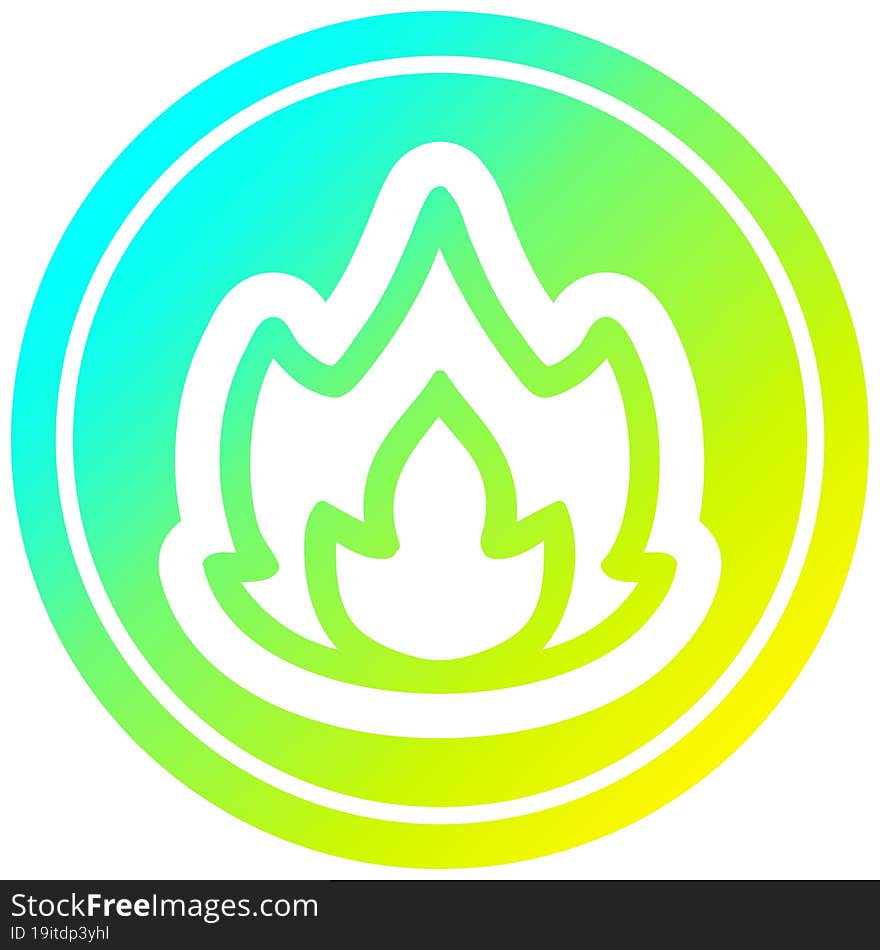 simple flame circular icon with cool gradient finish. simple flame circular icon with cool gradient finish