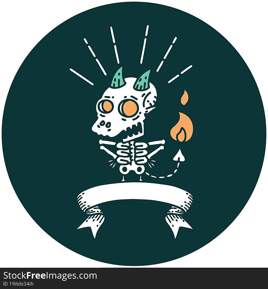 icon of tattoo style skeleton demon character