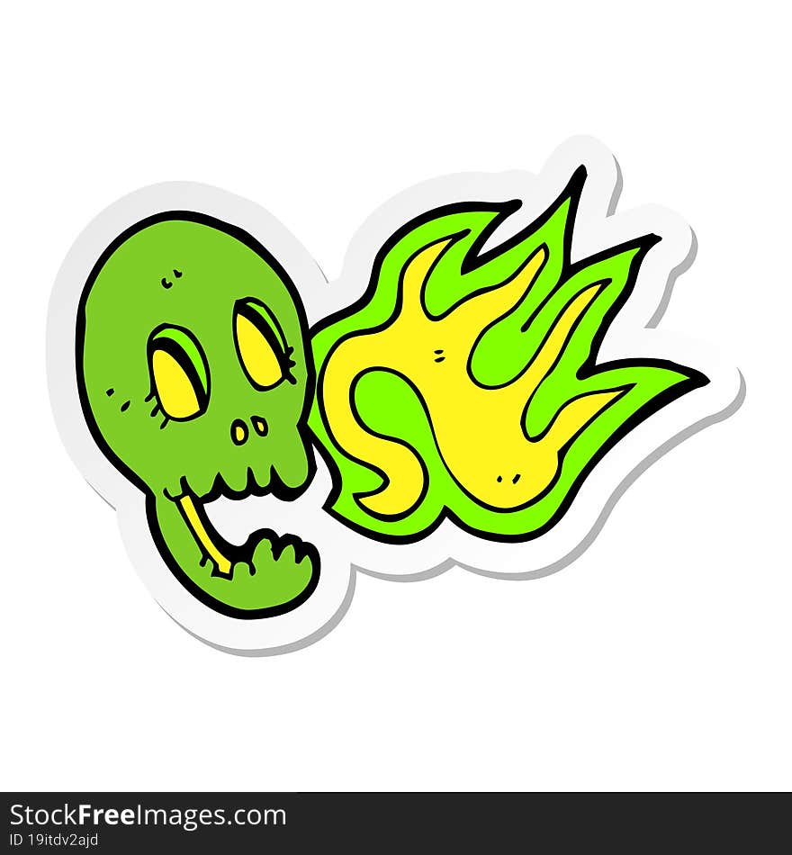 sticker of a funny cartoon skull