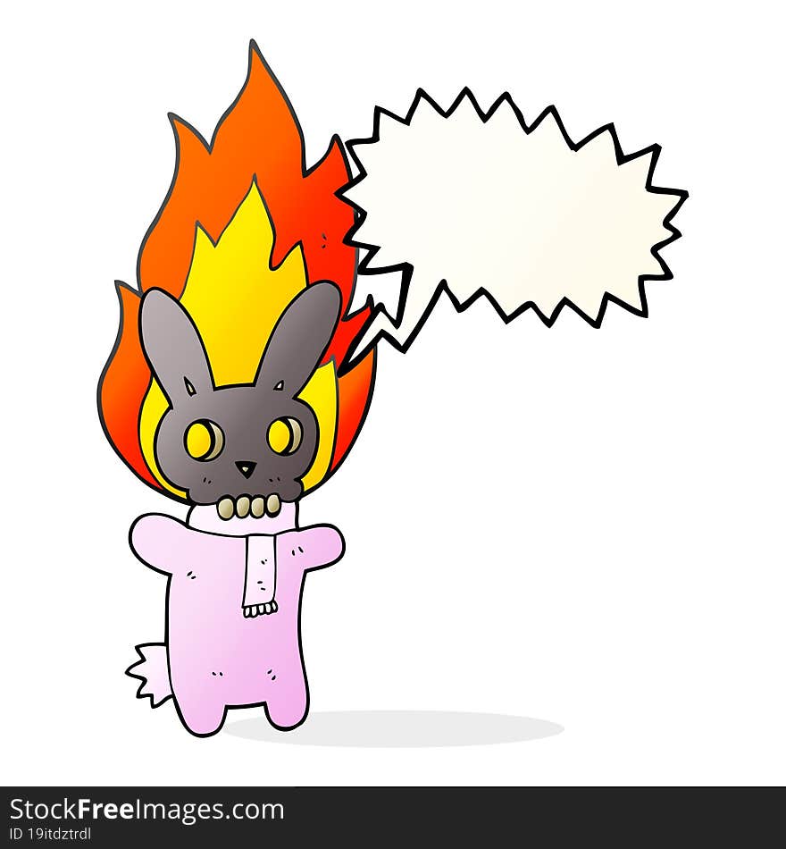 speech bubble cartoon flaming skull rabbit