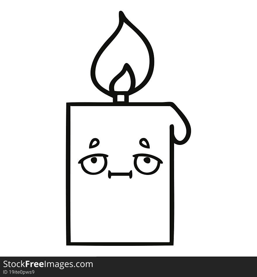 line drawing cartoon of a lit candle