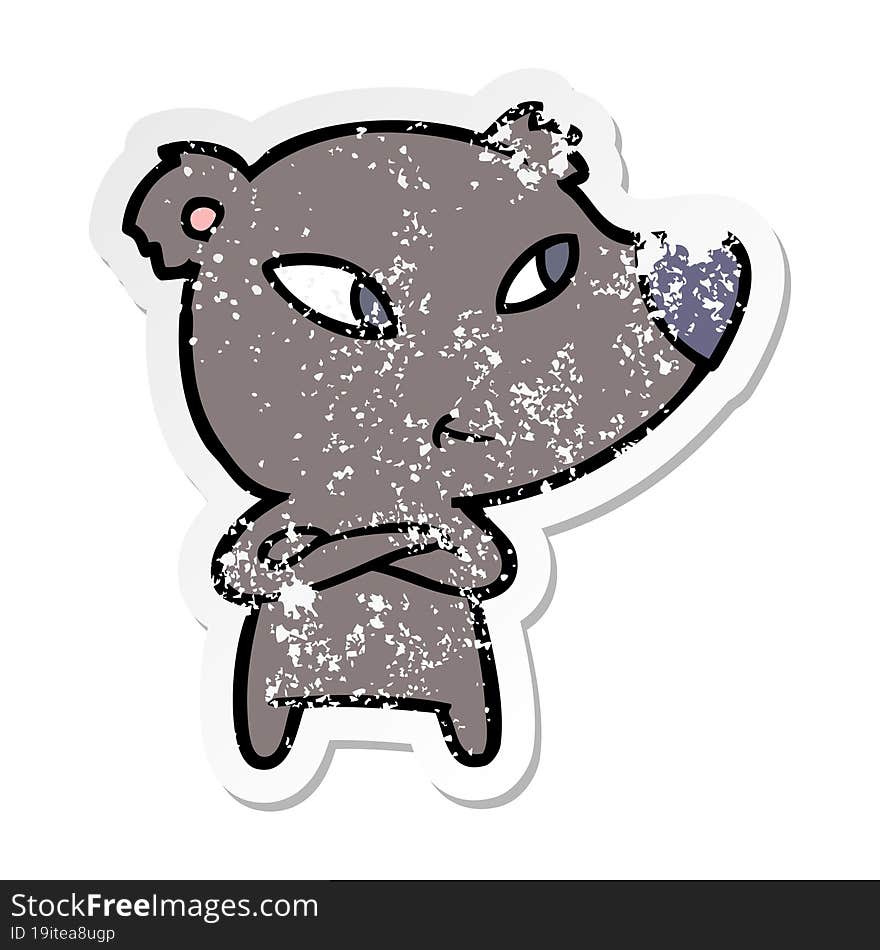 distressed sticker of a cute cartoon bear