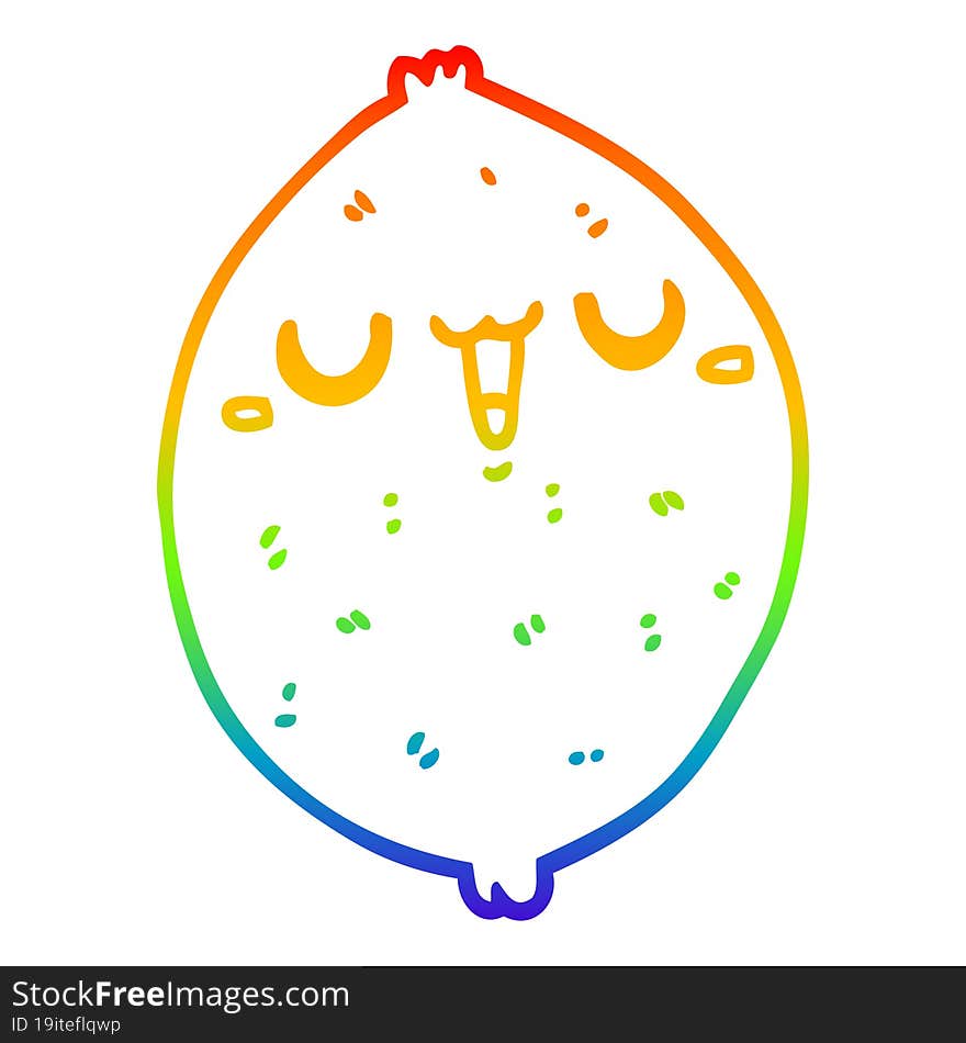 rainbow gradient line drawing cartoon happy lemon