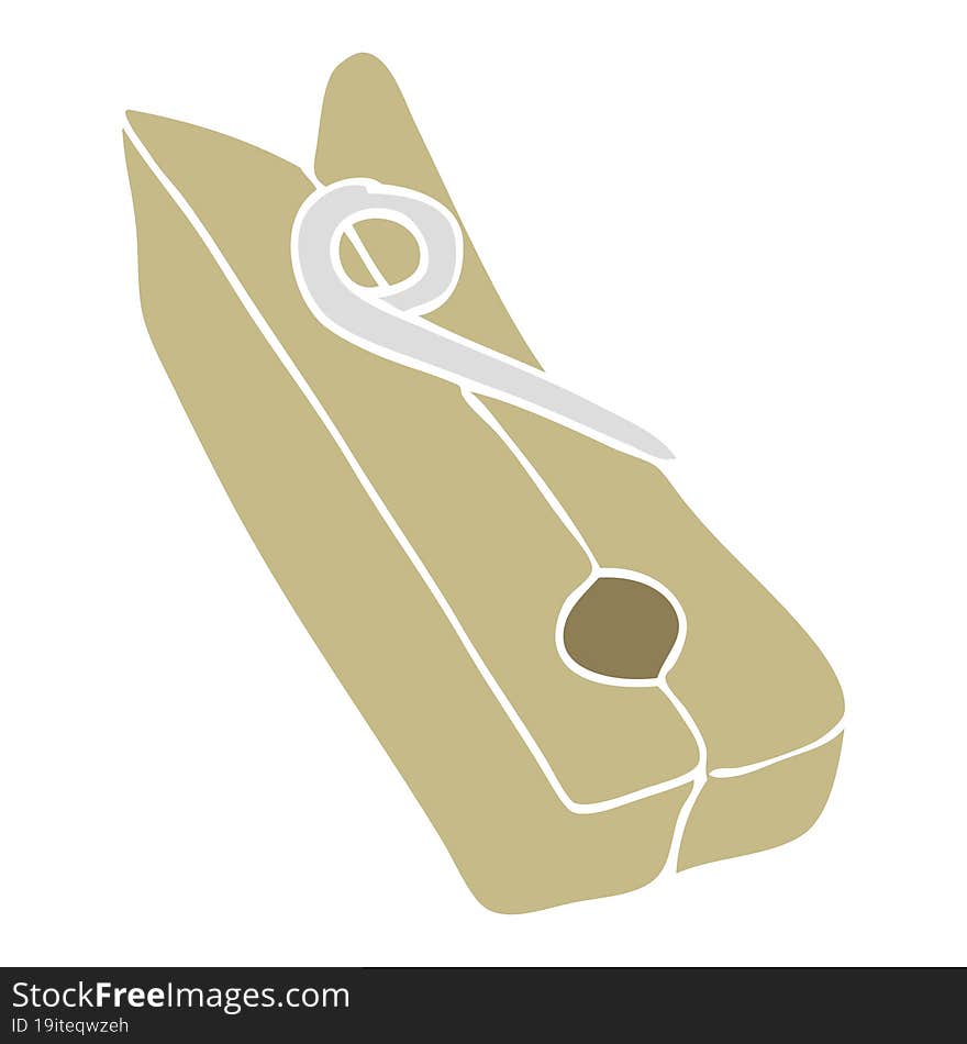 flat color illustration of a cartoon wood peg