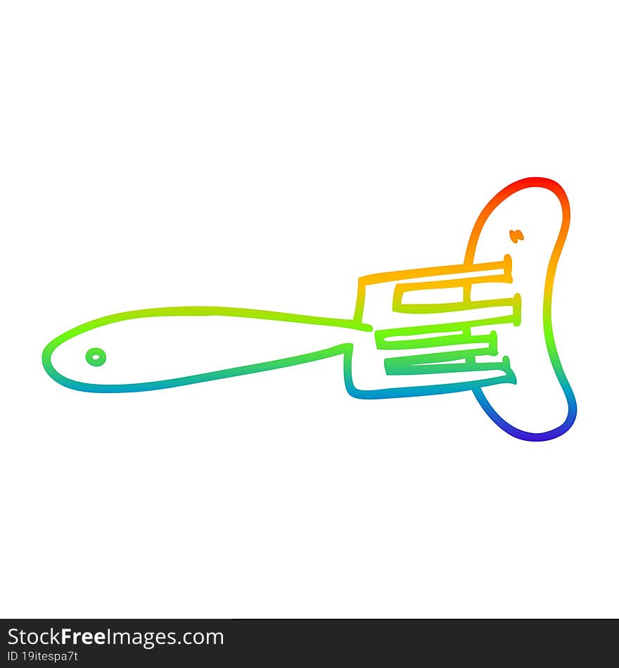 Rainbow Gradient Line Drawing Cartoon Sausage On Fork