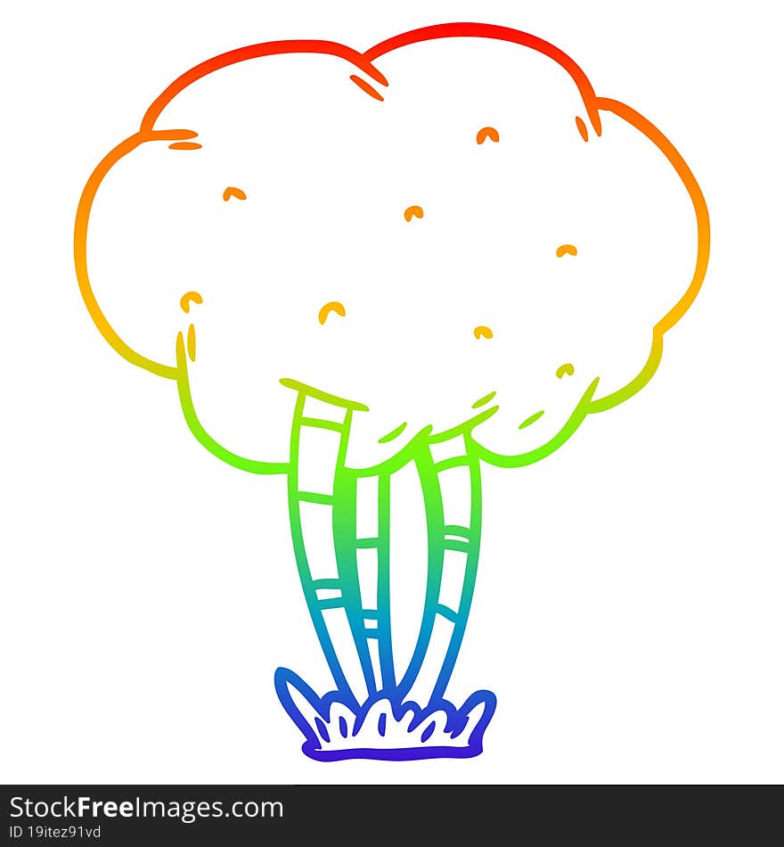 rainbow gradient line drawing Cartoon tree