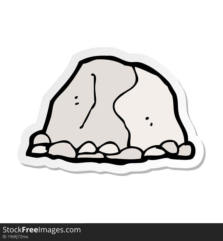 Sticker Of A Cartoon Large Rock